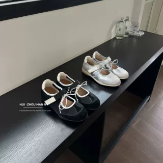 真皮复古芭蕾舞运动鞋女2026新款魔术贴休闲内增高玛丽珍浅口单鞋