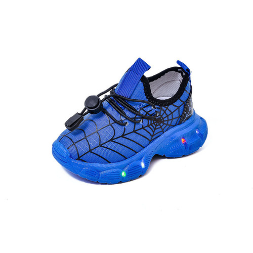 Spring and Autumn Children's Sports Shoes Spider-Man LED Lighting Shoes for Boys Aged 1-6, Sports, Breathable, Comfortable, Casual Shoes