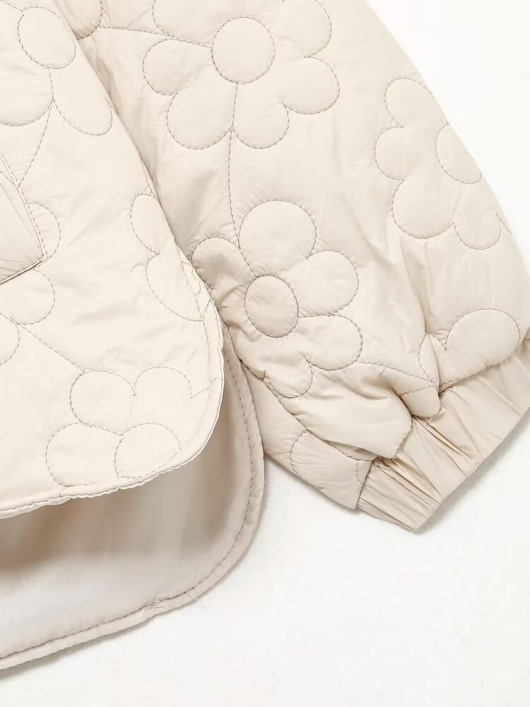 Damenbekleidung Herbst Winter neue blumenbedruckte Baumwolljacke_voghion.com