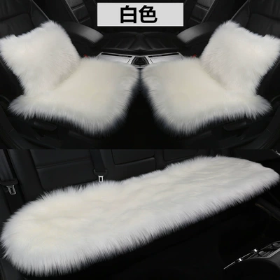 Seat cushion, seat cover – Warm Plush Three-Piece Set - white-thickened-version-front-single-seat