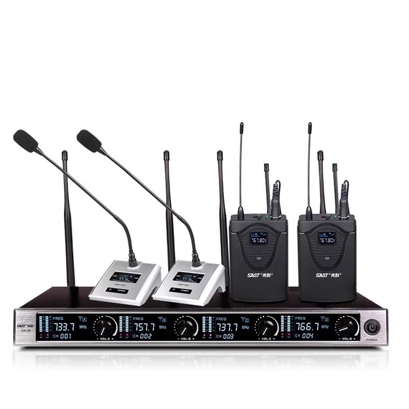 Micrófono inalámbrico OK - 12 para el hogar karaoke metal U segmento FM uno arrastrar dos micrófono de conferencia anti-aullante