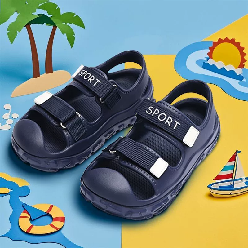 2025 новые летние сандалии для мальчиков с защитой от ударов, летние нескользящие мягкие подошвы, ультралегкие, удобные и стильные детские сандалии