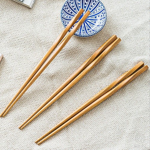 Bamboo and Wooden Zigzag Pattern Bamboo Chopsticks Tableware Household Hotel Bamboo Made Japanese Pointed Tip Chopsticks Carbonized Special Chopsticks 24cm Wholesale