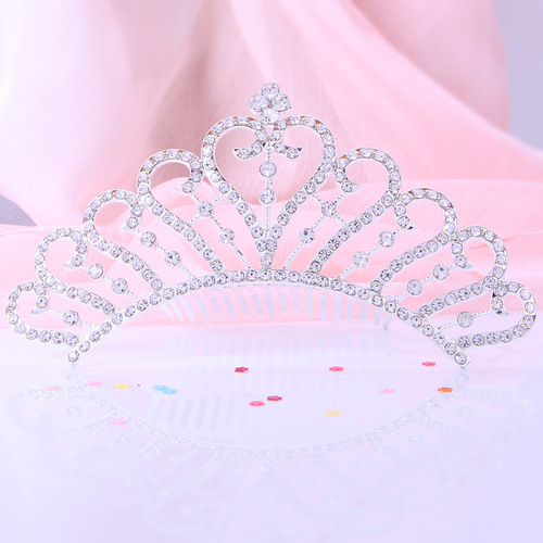 Korean bridal bridesmaid outfit, Xiuhe dress, white crystal crown, princess-style diamond-studded hair comb, bridal headpiece, wholesale