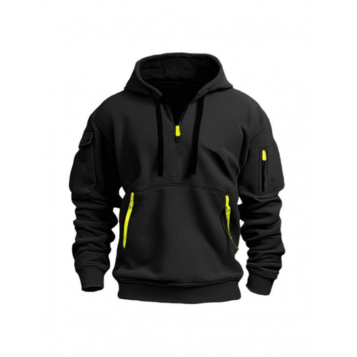 Year Spring Men's Hooded Sweatshirt Zipper Multi-Pocket Pullover Shirt Men's Sports Casual