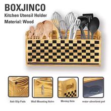 跨境木质餐具盒复古台面厨具整理盒筷子架分类盒带把手实木厨具架