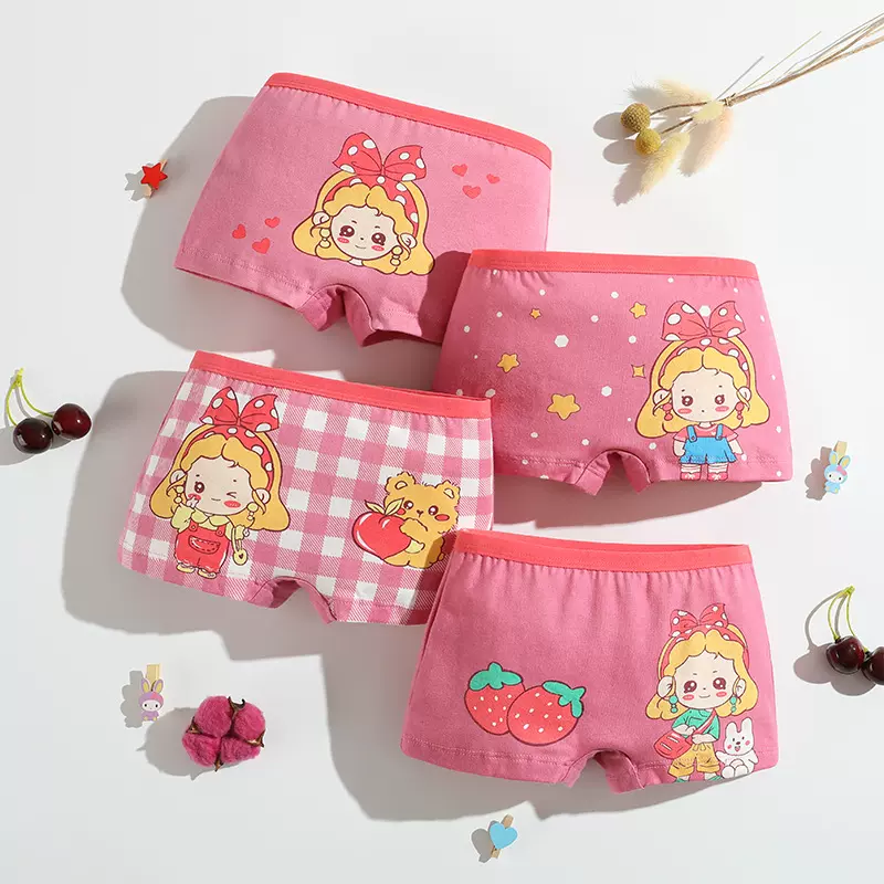 儿童内裤女童纯棉四角裤女孩大中小童平角裤全棉宝宝短裤厂家直供