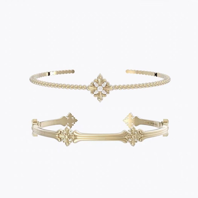 "Iris Key" Original Iris Flower Open Bracelet, Cross-Border Light Luxury High-End French Retro Niche Design "Iris Key" Original Iris Flower Open Bracelet, Cross-Border Light Luxury High-End French Retro Niche Design