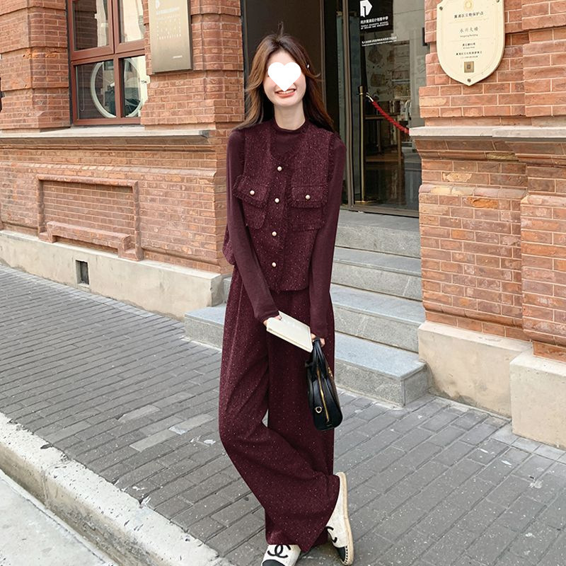法式高级感小香风套装女春季新款设计感马甲阔|undefined