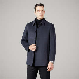 气质翻领时尚中年男士爸爸装羽绒内胆保暖双面呢子大衣2025外套潮