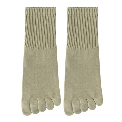 Zhuji Women's Spring Five-Finger Socks, Solid Color Sweat Absorbent Mid-Calf Cotton Socks, Boneless Seam, Anti-Pilling Toe Socks, Wholesale
