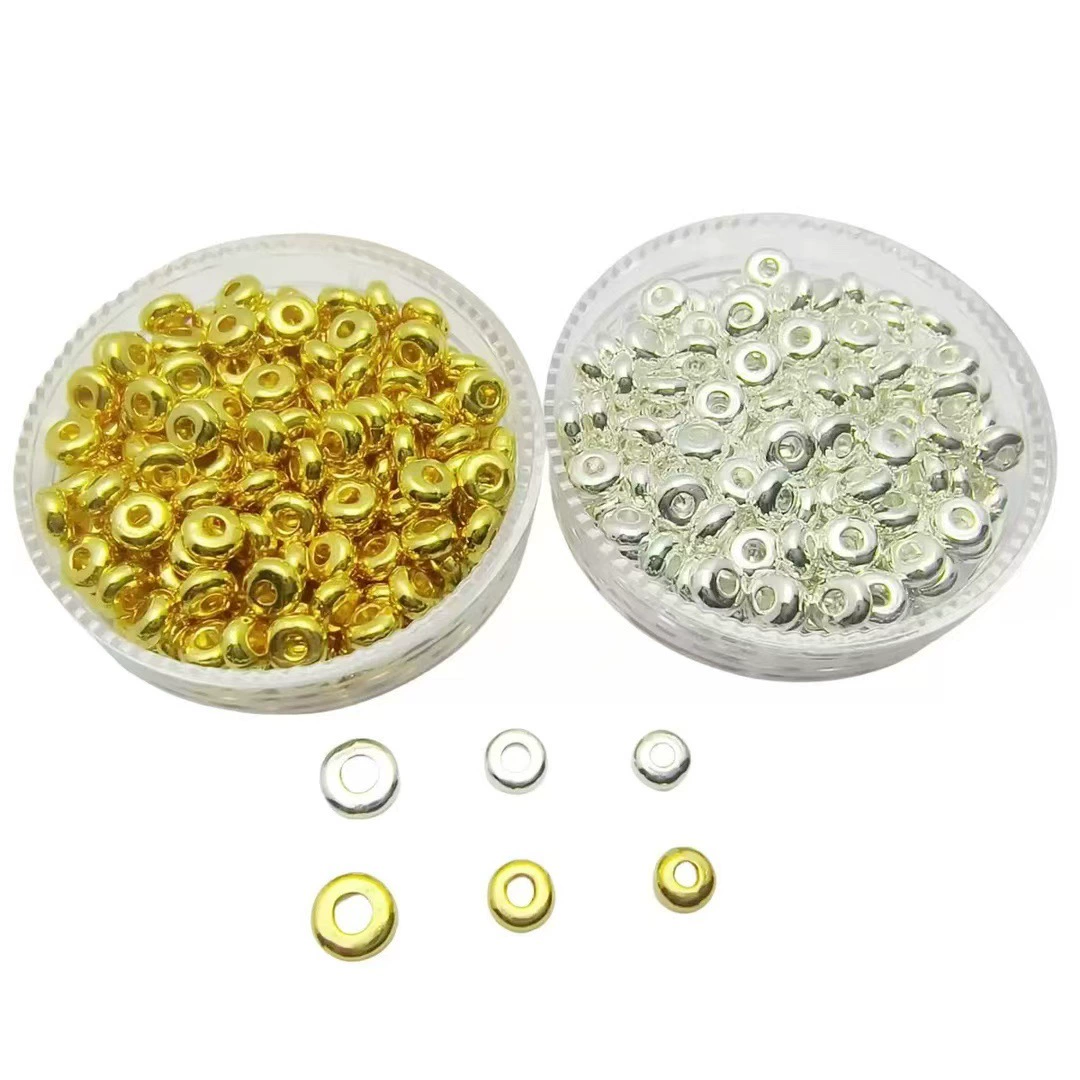 4/5/6 мм сплавные разделительные бусины для DIY браслетов, ожерелий, ювелирных изделий, глянцевые плоские колесные бусины, аксессуары для бижутерии