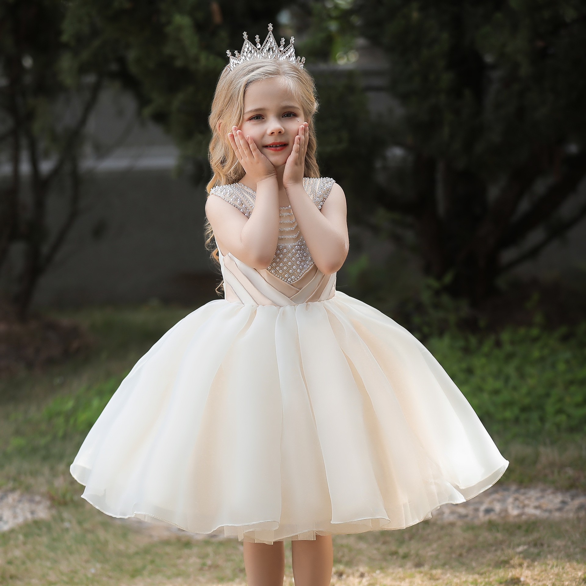 Vestido infantil, vestido de niña para actuación de piano del 1 de junio, vestido de niña de las flores para boda, vestido abullonado, estilo europeo y americano