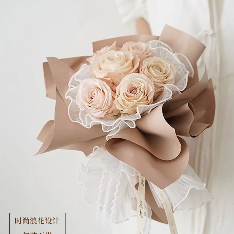 Regalos navideños personalizados, ramo plisado, material de embalaje, hilo ondulado, hilo ondulado, hilo ondulado con borde de perlas de un solo paquete de moda