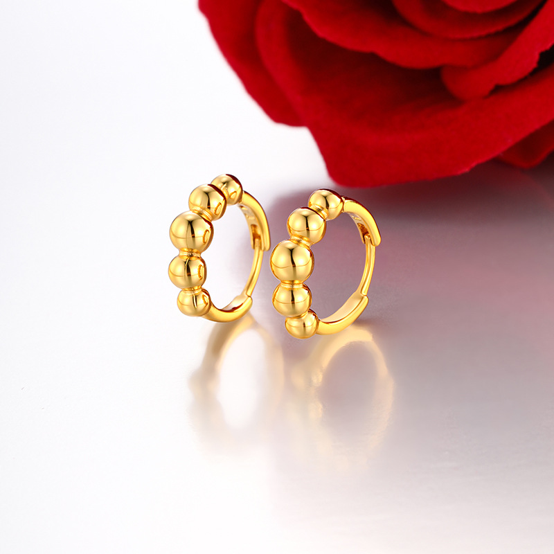 Xuping estilo simple ligero de lujo geométrico aretes redondos aleación de cobre chapado 24k color brillante pendientes personales pendientes para mujeres