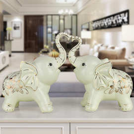 结婚新婚礼物创意实用陶瓷客厅电视柜酒柜装饰品大象摆件家居饰品