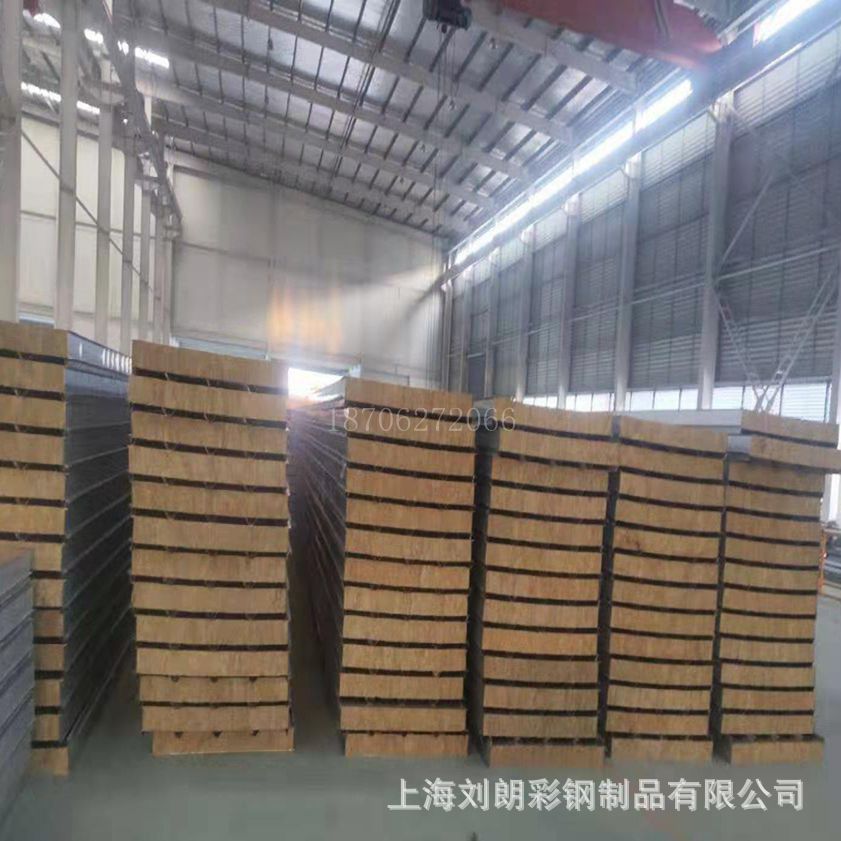 【岩棉夹芯板】厂家直供瓦楞岩棉夹芯板、岩棉彩钢板保温隔热防火