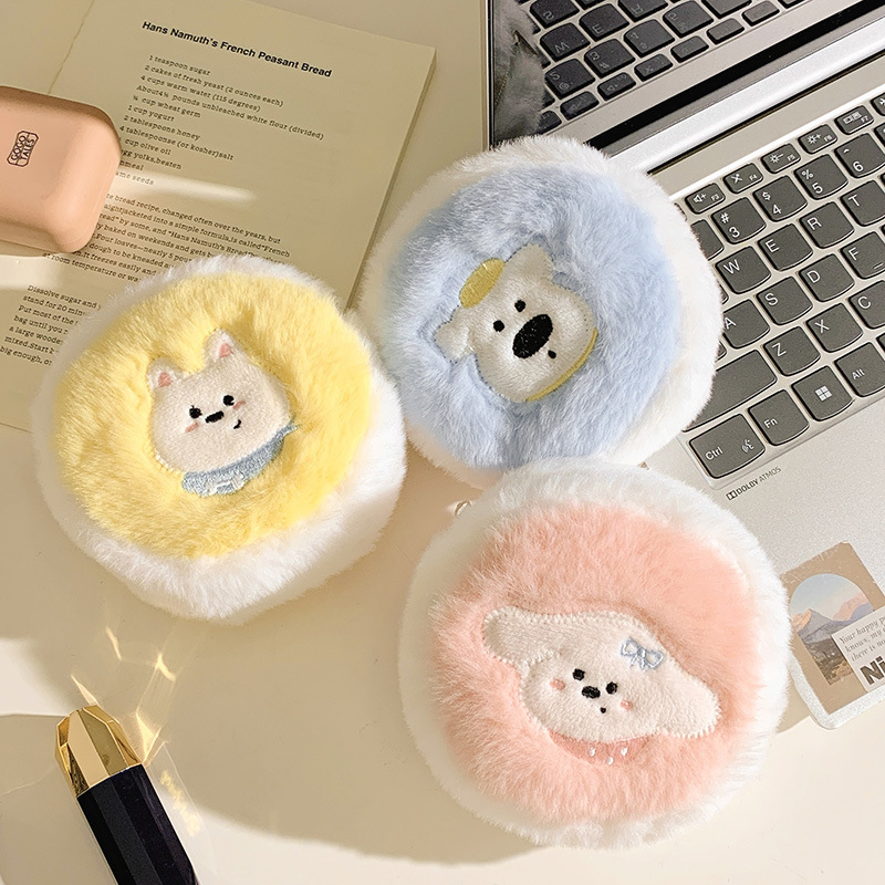 Cute Cartoon Stuffed Highland Dog Coin Purse Student Headphones Girl Pendant Sundries Key Coin Purse Storage Bag