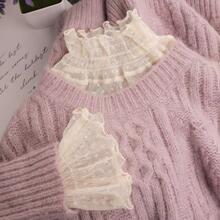 洋气半高领蕾丝打底衫女秋冬内搭小衫配毛衣公主风喇叭袖网纱上衣