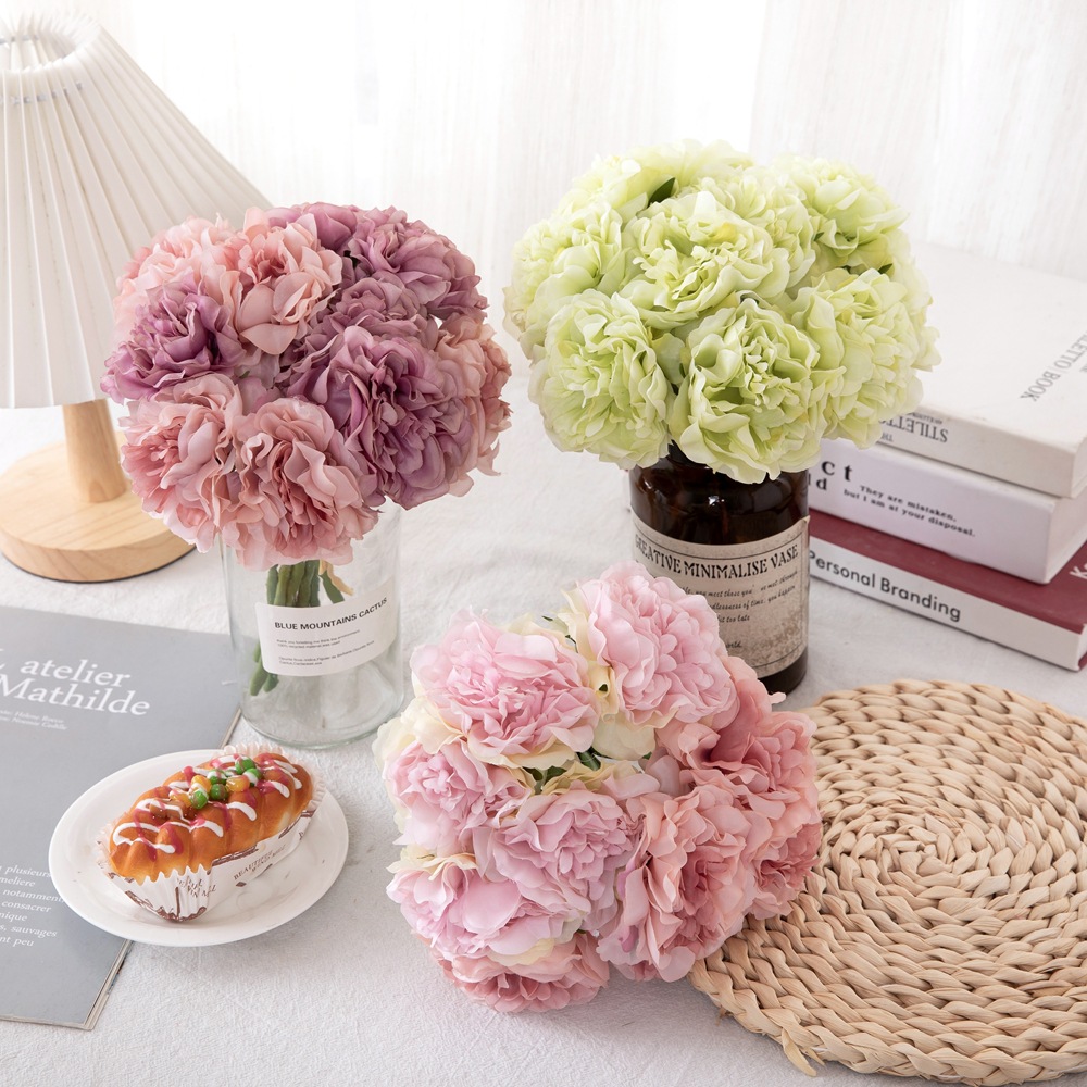 Artificial flower peony bouquet manufacturer sells foreign trade plants home decoration wedding bouquet artificial flower GF14921B