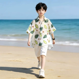 男童夏装套装2026新款中大儿童夏季薄款出游海边度假沙滩服韩范潮