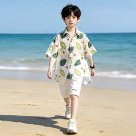 男童夏装套装2026新款中大儿童夏季薄款出游海边度假沙滩服韩范潮