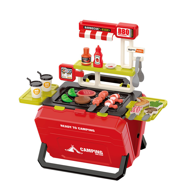 Niños transfronterizos en casa mesa de barbacoa juguetes BBQ set cocina barbacoa kebab simulación carritos de alimentos