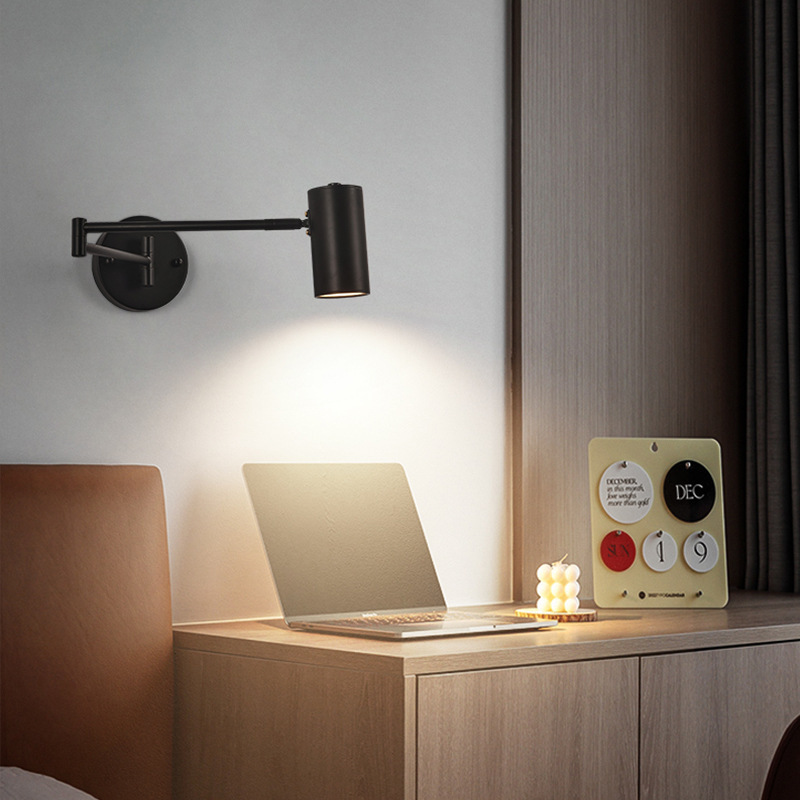 Nórdico led dormitorio cabezal de cama lectura moderna minimalista creativa sala de estar estudio plegable telescópico largo mecedor lámpara de pared