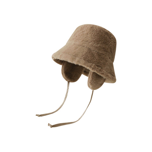 Plush ear protection fisherman hat for girls winter windproof cycling hat thick furry warm basin hat Lei Feng hat for men
