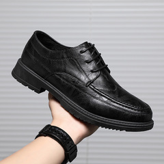 Summer casual leather shoes for men, business formal black wedding shoes for groom, youth English pointed suit shoes