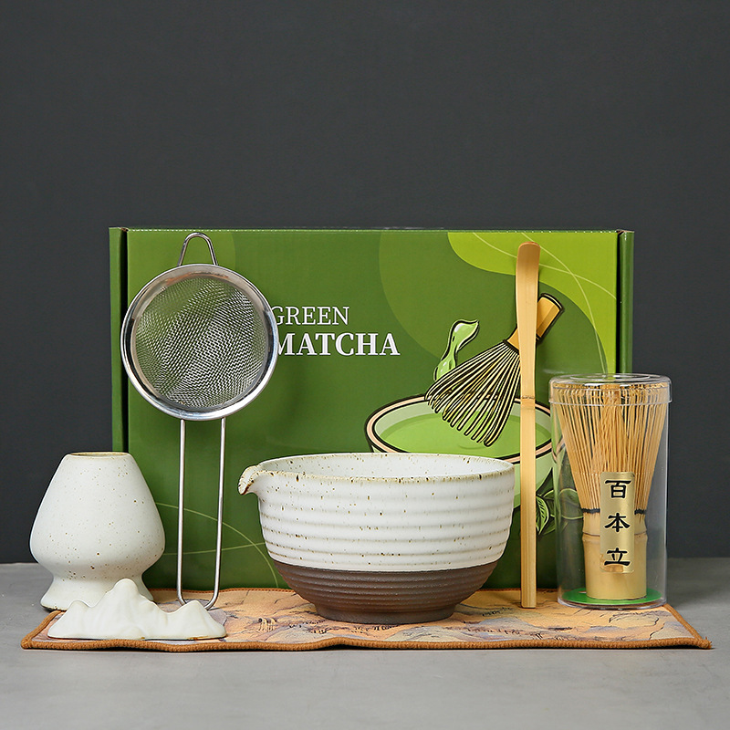 Japanese-Style Kiln-Fired Matcha Bowl Tea Set Song Dynasty Tea Ceremony Ceramic Tea Whisk Matcha Set Rustic Pottery Japanese-Style Kiln-Fired Matcha Bowl Tea Set Song Dynasty Tea Ceremony Ceramic Tea Whisk Matcha Set Rustic Pottery