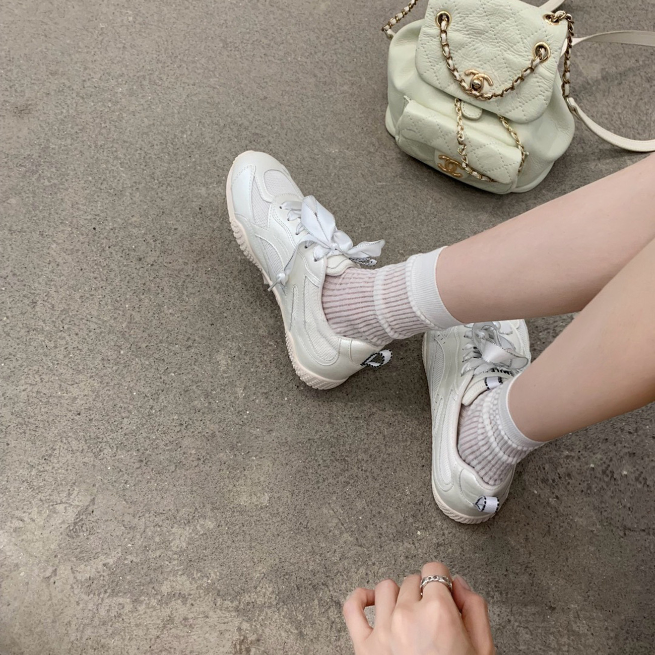 Versión de piel de oveja ~ cuero plano superficie de malla transpirable ligera versátil ballet zapatos deportivos casuales zapatos de entrenamiento de mujeres zapatos Agan