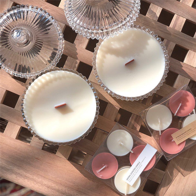 Grande y pequeño recipiente de vela de vidrio vela de aromaterapia material de DIY decoración de estilo ins cristalería transparente