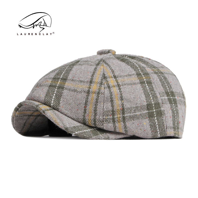 Comercio exterior de exportación sombrero hombres otoño e invierno cálido británico retro octogonal sombrero Plaid boina ocasional las mujeres newsboy sombrero