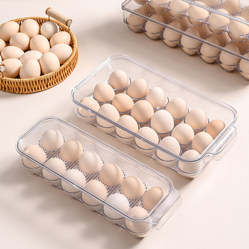 Caja de almacenamiento de huevos de plástico transparente de cocina con cubierta, caja de huevos frescos, soporte de huevos especial, soporte de huevos, soporte de huevos