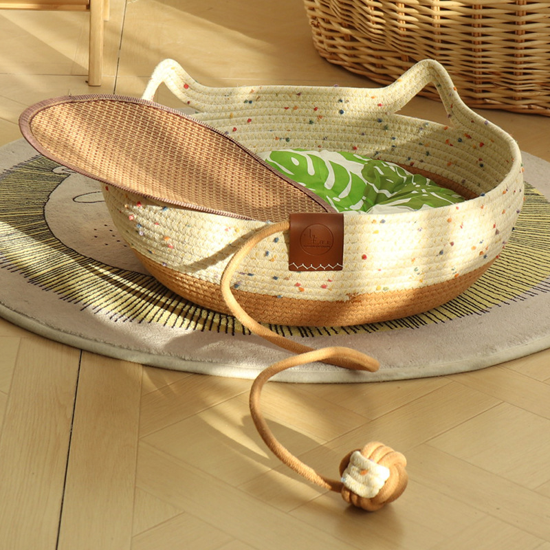 Yuanbao 다채로운 폼폼 갈색 장난감 공 + 녹색 면 패드 + 매트