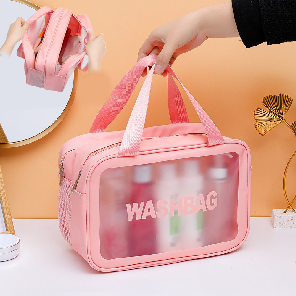 New Double Layer Thickened pvc Dry and Wet Separated Swimming Wash Storage Bag Large Capacity Frosted pvc Waterproof Cosmetic Bag