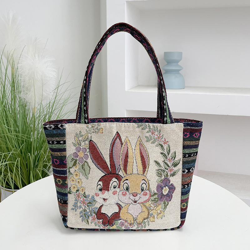 New Embroidered Work Handbag Student Canvas Handbag Chinese Style Bag Women's University Handbag for Minority People