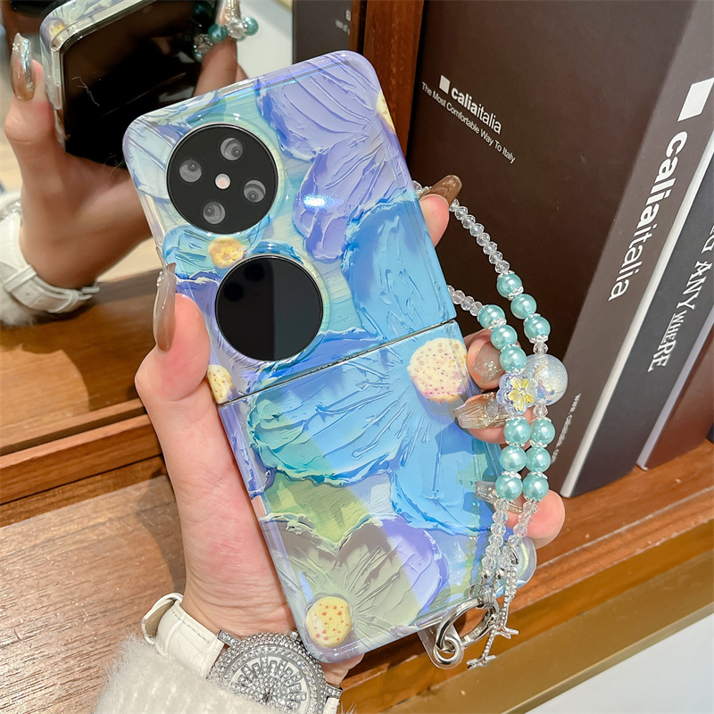 Suitable for Huawei Pocket 2 Mobile Phone Case Photo Frame New Oil Painting Flower Pockets Foldableing Screen Women's Protective Cover