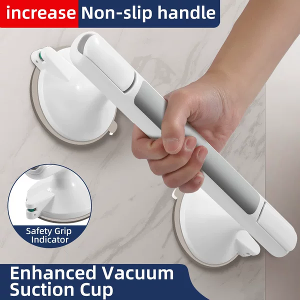 Bathroom Safety Grab Bar with Suction Cup for Elderly, No-Drill Anti-Slip Bathroom Handle with Strong Suction to Prevent Falls