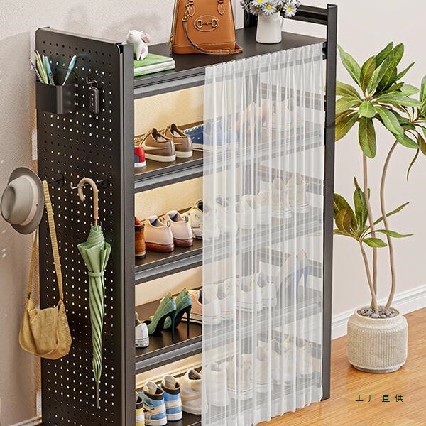Dust-Proof Curtain Steel Shoe Rack New Home Indoor Multi-Layer Large-Capacity Shoe Cabinet Entrance Door Floor-Standing Storage Rack