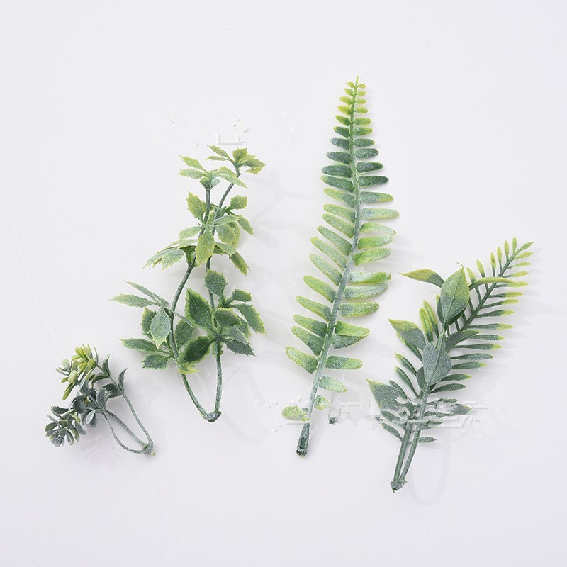 Imitación de hojas verdes hierba de agua hoja persa decoración de flores de boda pared flor de pecho accesorios de muñeca flores diy accesorios hechos a mano