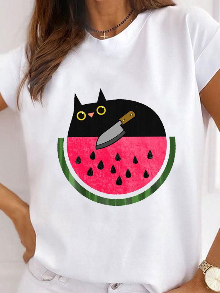 T-shirt Tops Type Street Occasion Round Neck Neckline Wholesale Women'S Fashion Printing Short Sleeve Printing T-Shirts