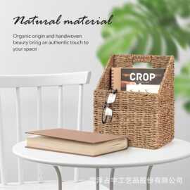 跨境手工编织收纳筐壁挂式花篮手提文件书籍整理筐客厅玩具零食筐