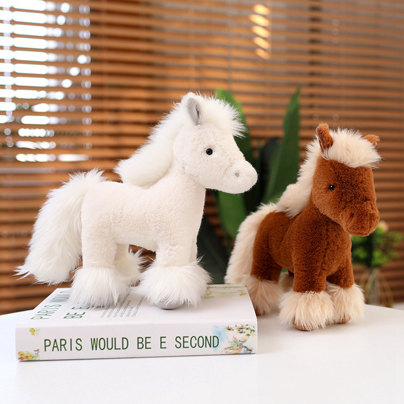 Fun Home Ornaments Simulation Pony Doll Zodiac Horseback Plush Toy White Horse Doll