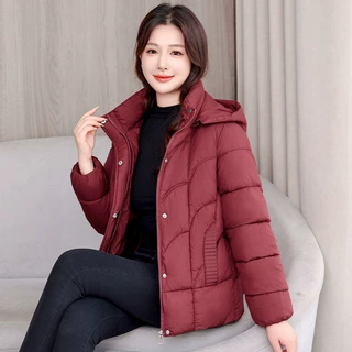 2026冬季新款棉衣女短款时尚修身连帽棉服妈妈洋气保暖棉袄外套潮