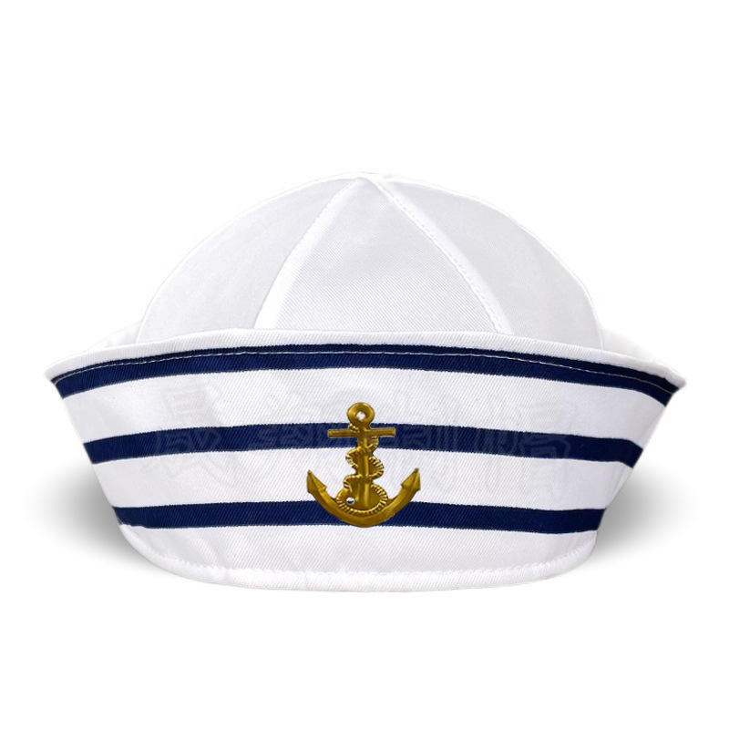 Cross-Border Blue and White Striped Sailor Hat, Round Top, Breathable, Brimless, Sun Protection, Amazon Baby Navy Hat, Yiwu Wholesale