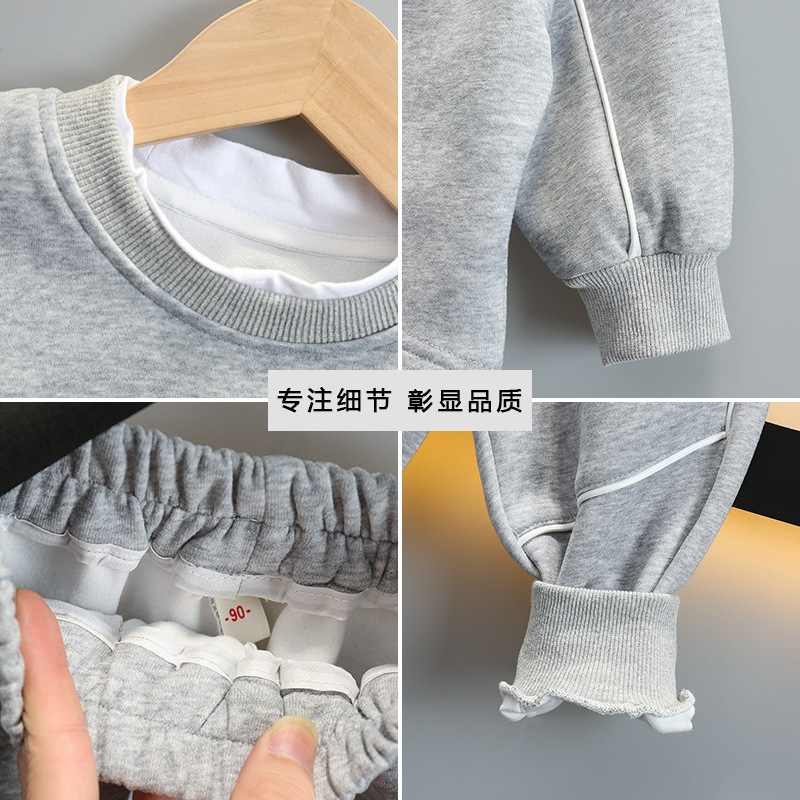 5844 traje de suéter para niños modelos de primavera y otoño 2025 nuevo estilo ropa casual impresa de moda para niños traje de dos piezas para bebés