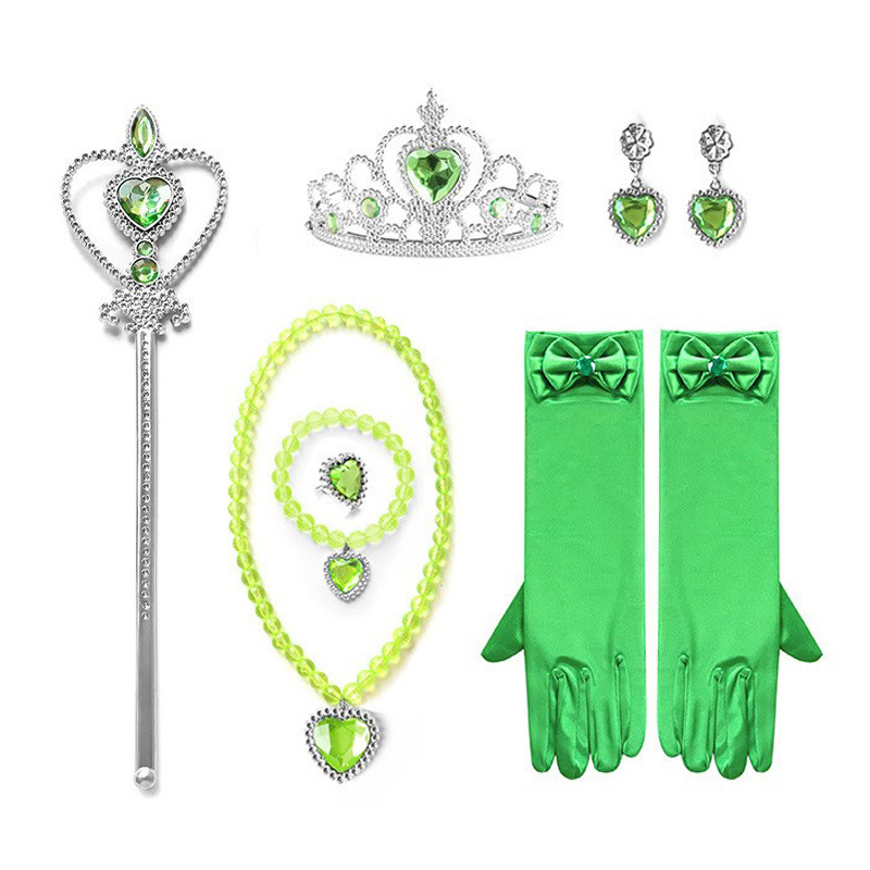 Frozen princesa amor collar traje niñas princesa joyería niños melocotón corazón con corona de diamantes palo mágico