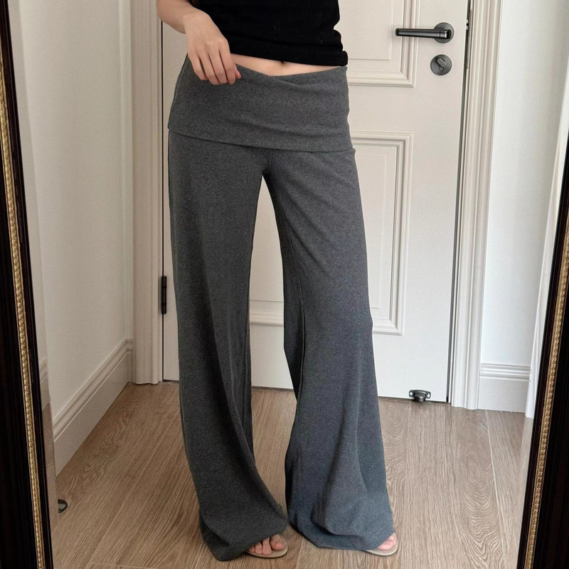 Niche Rare*Y Foldable Waistband Loose Skirt Pants for Women 26 Spring/Summer Ultra-Comfortable Drapey Flared Wide-Leg Walking Pants